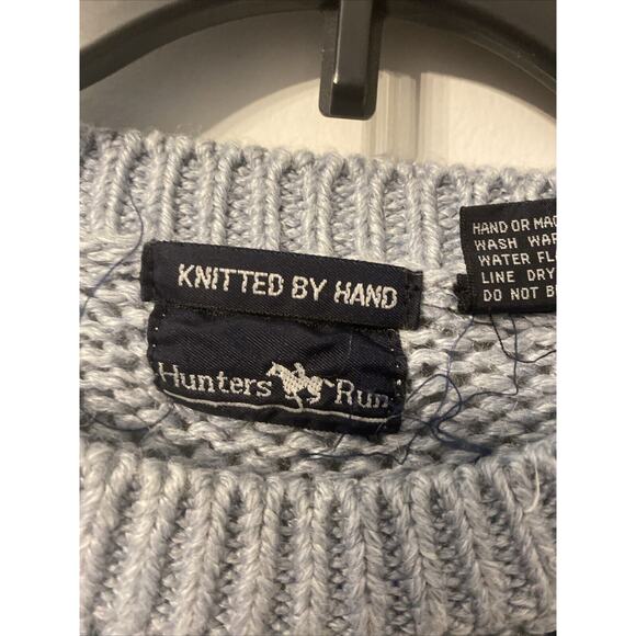 Vintage Hunters Run Blue Knitted By Hand Sweater Womens Size Large - Picture 6 of 8